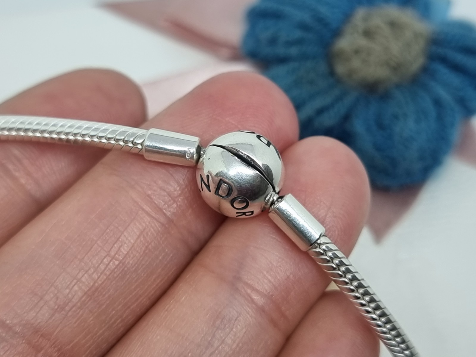 NEW Genuine Pandora Moments Logo Ball Clasp Snake Chain Necklace BOXED 💕 40cm