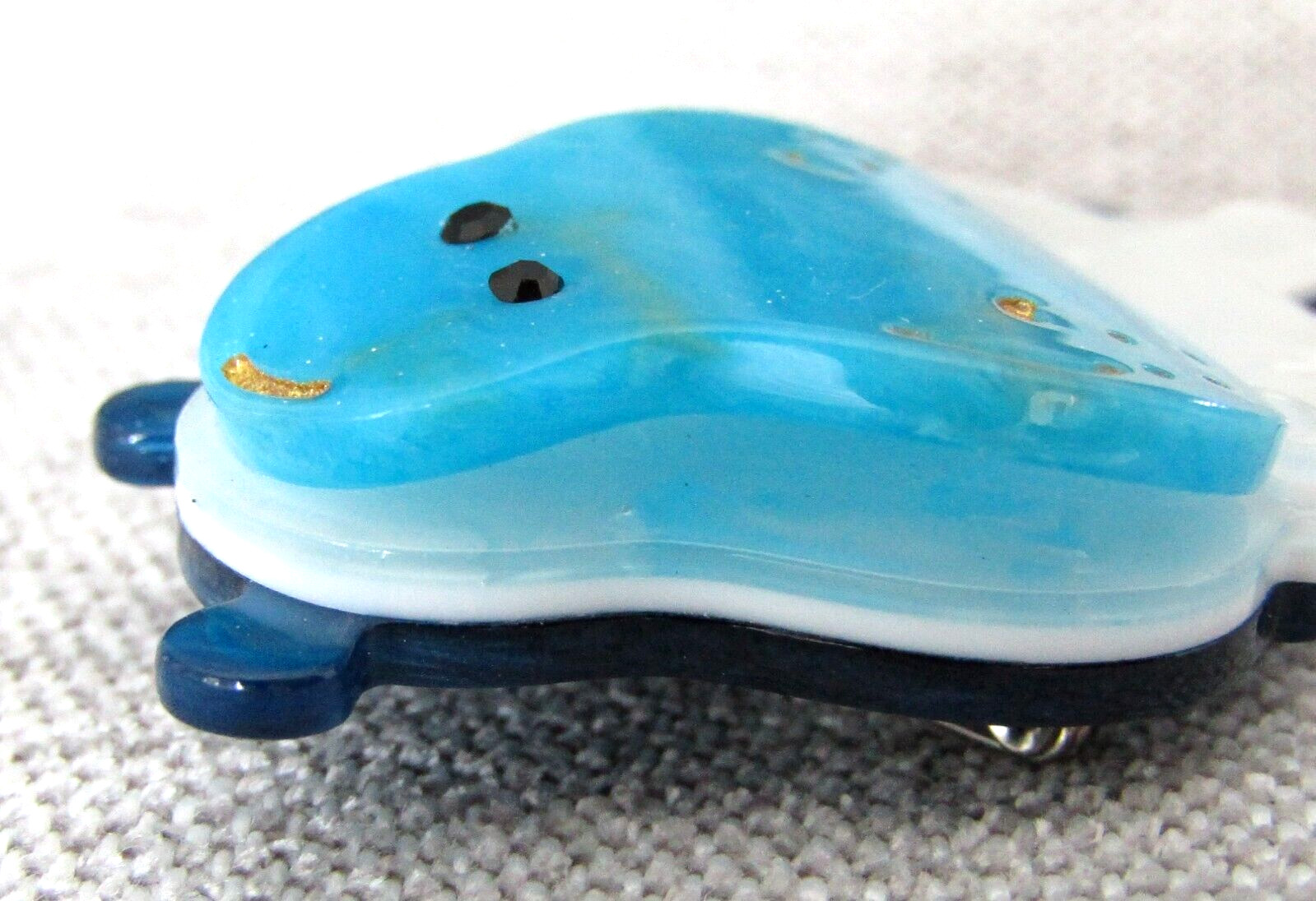 Hippopotamus Hippo 3D Acrylic Brooch Pin Blue/White Excellent Quality – Style #2