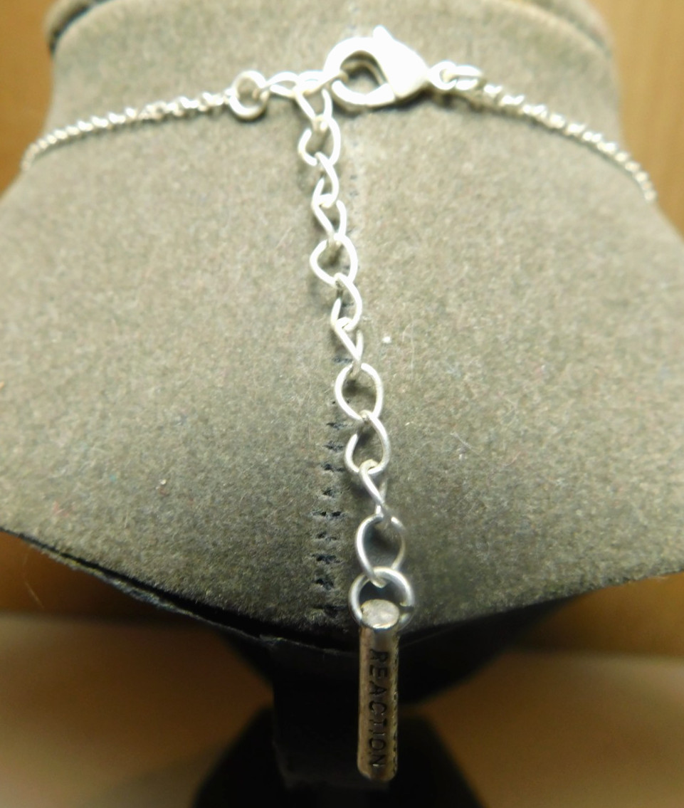 Kenneth Cole~Reaction (KCR) Silver Necklace & Large Round Green Abalone Pendant