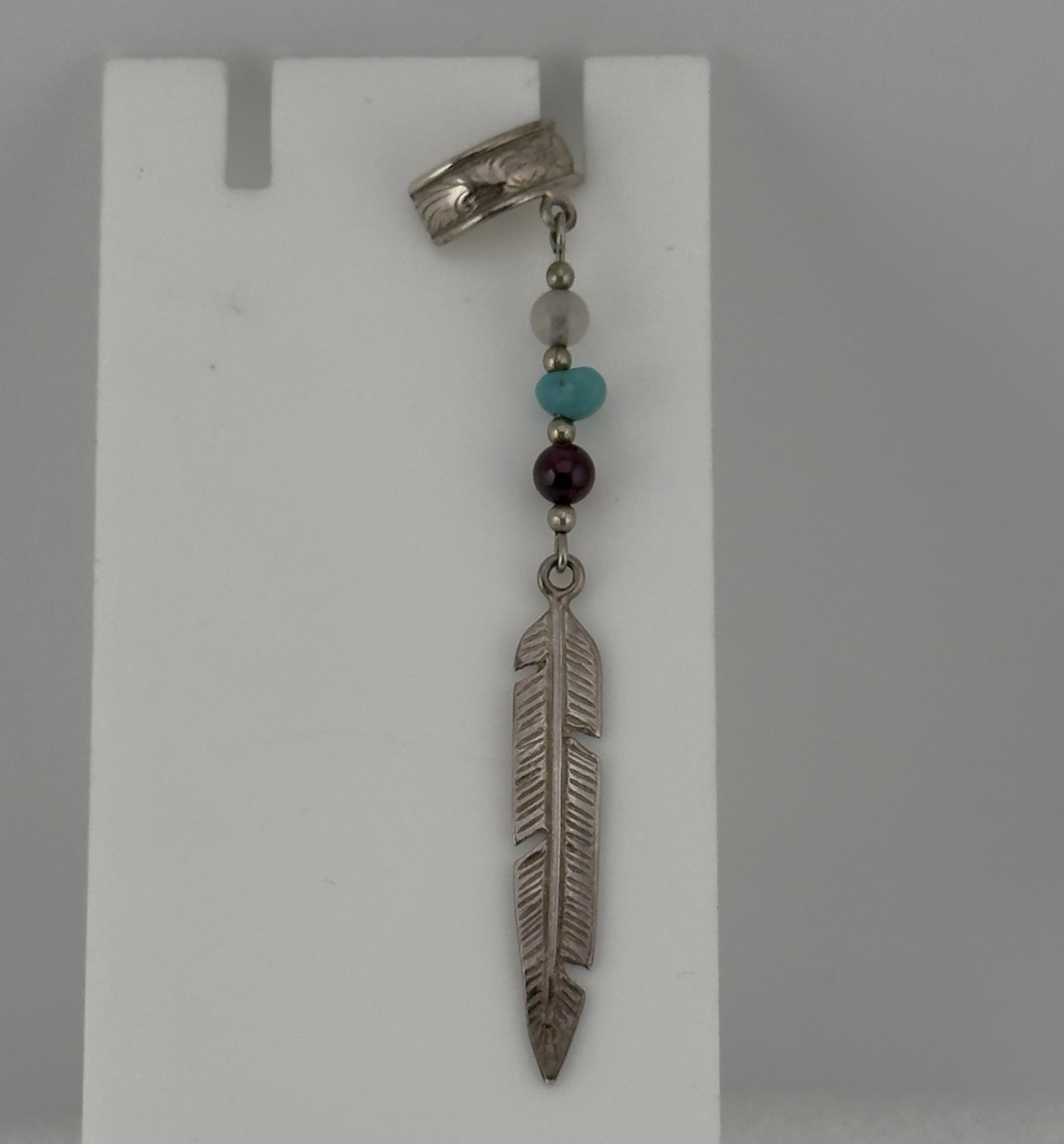 2.75″ Vtg Native American Southwestern Sterling Silver Turquoise Dangle Ear Cuff