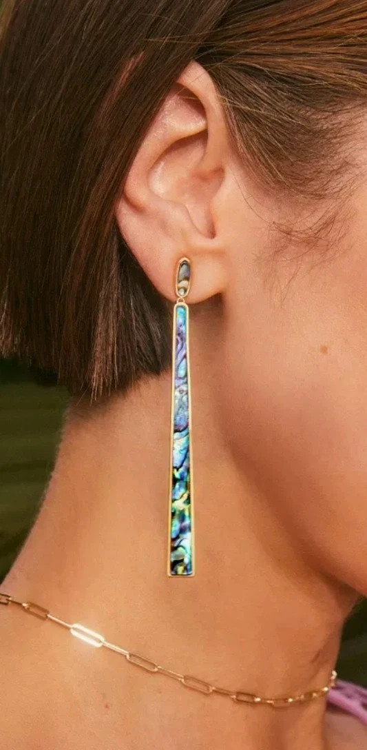 NWT Kendra Scott Brooklyn Shell Earrings – Gold Abalone Shell