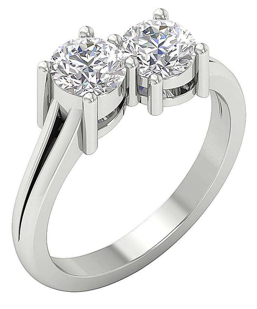 Lab Grown Diamond Forever Two Stone Engagement Ring VS1 F 1.60 Ct 14K White Gold