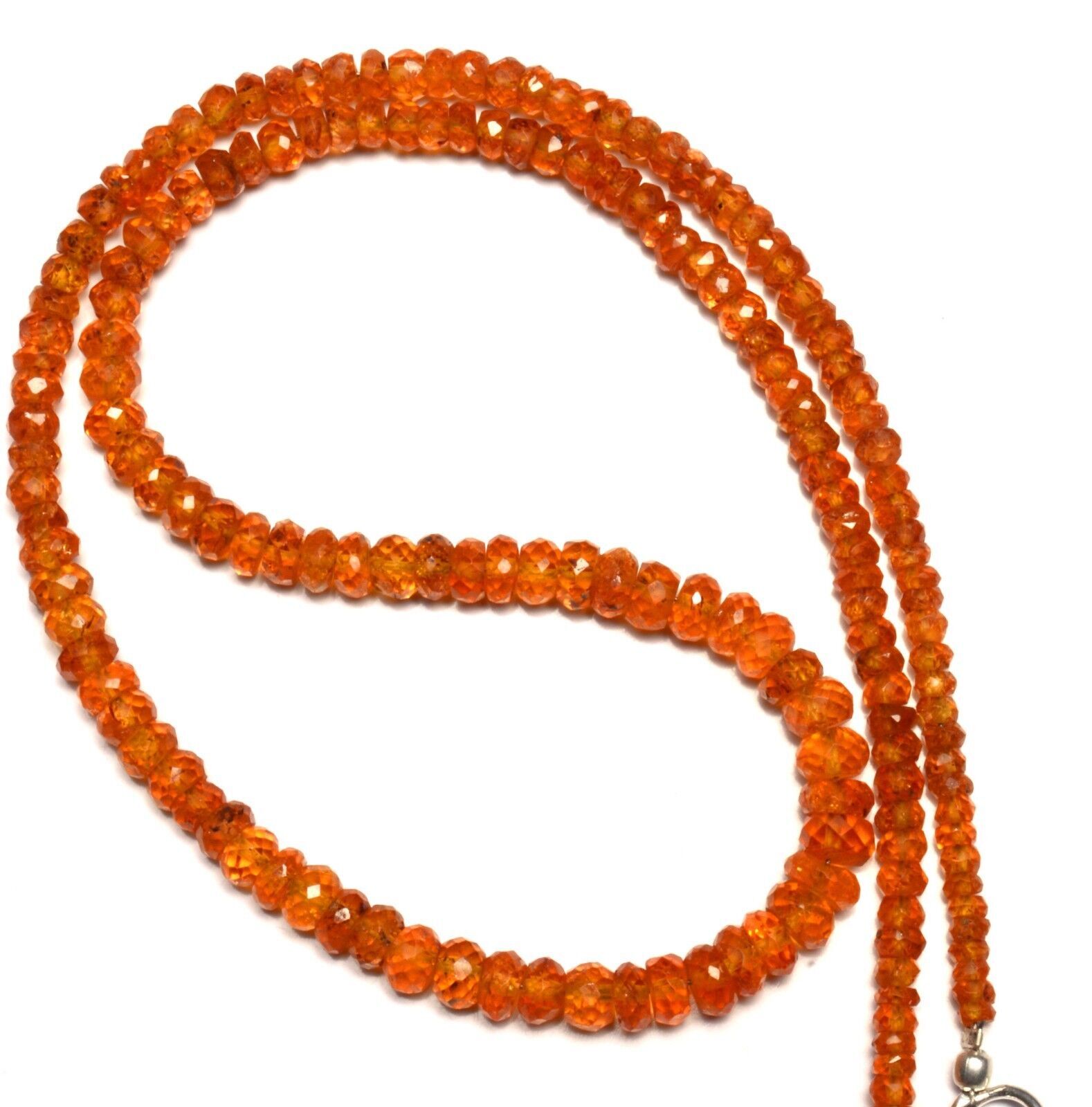 Natural Gem Orange Color Spessartine Garnet 3 to 5MM Faceted Beads Necklace 16″
