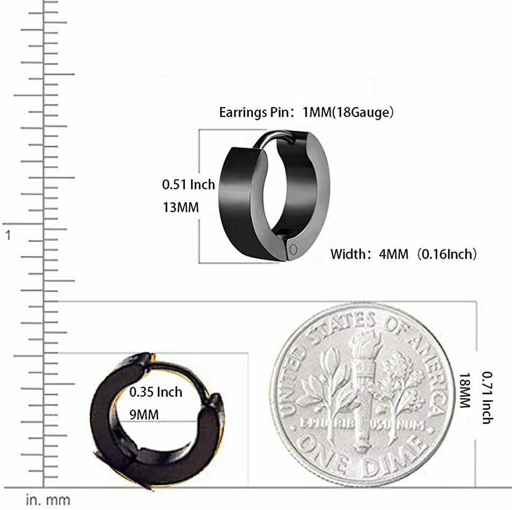Stainless Steel Hoop Earrings Small Hoop Loop Huggie Ear Piercings for Men Women