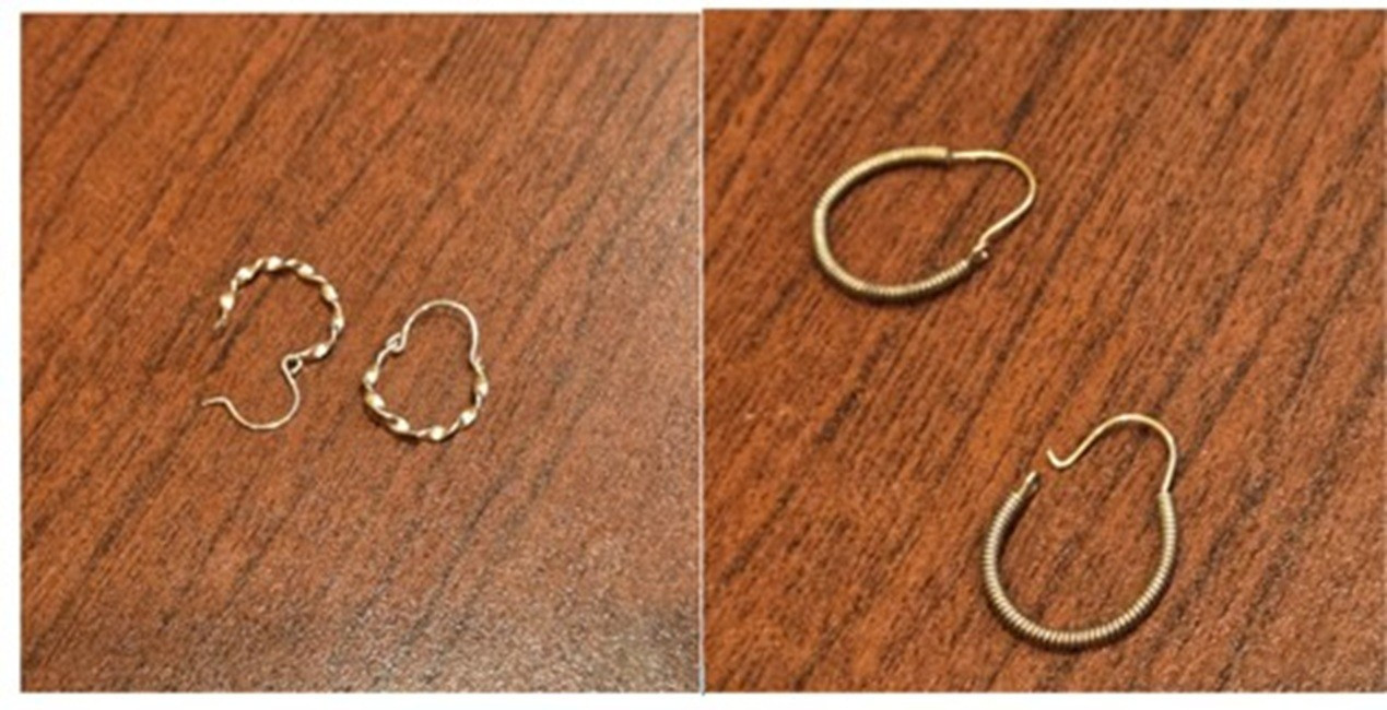 Vintage Lot 2Pairs Gold Wire Hoop Earrings Twisted Coiled Oval Sleeper Hoops
