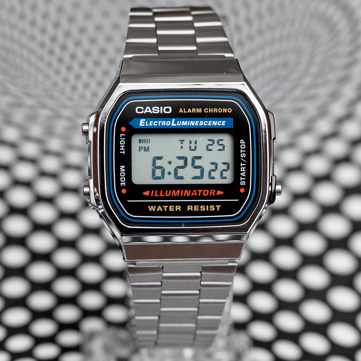 Casio A168WA-1 Men’s Stainless Steel Digital Alarm Stopwatch Watch New