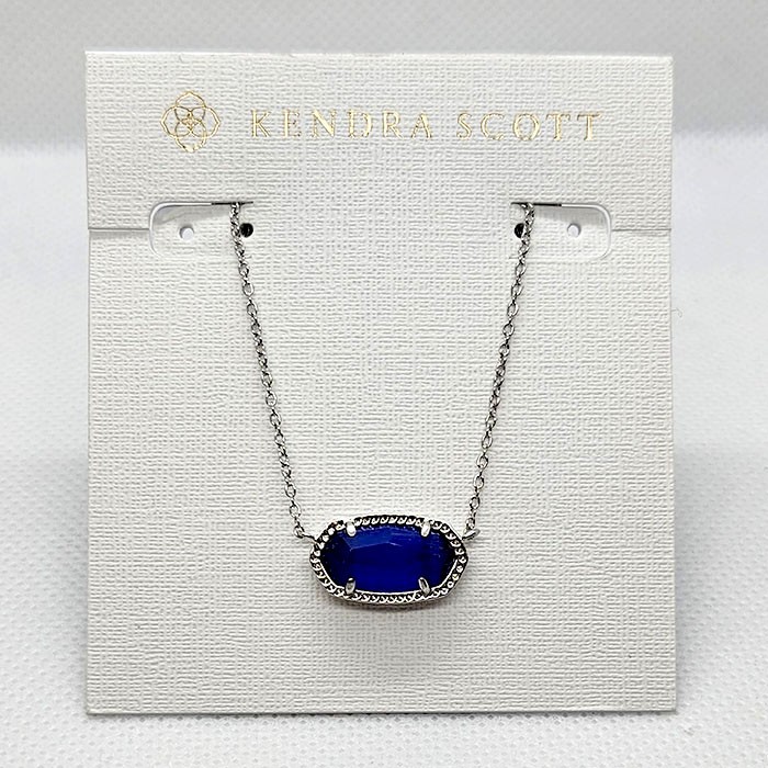 New Kendra Scott Elisa Silver Pendant Necklace In Cobalt Blue