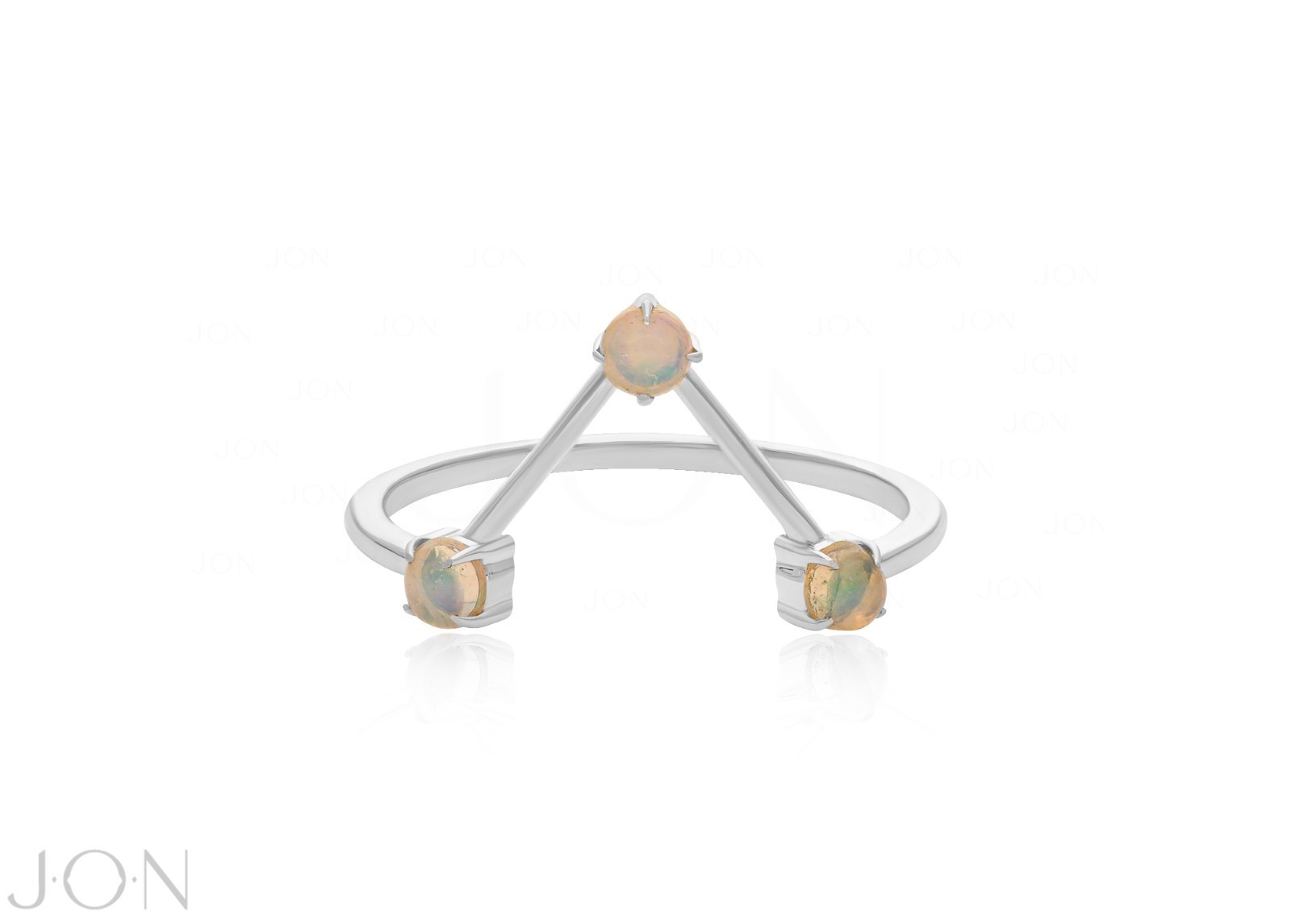 14K Yellow Gold Multi-Stone Engagement Ring-Opal/moonstone/pearl/turquoise