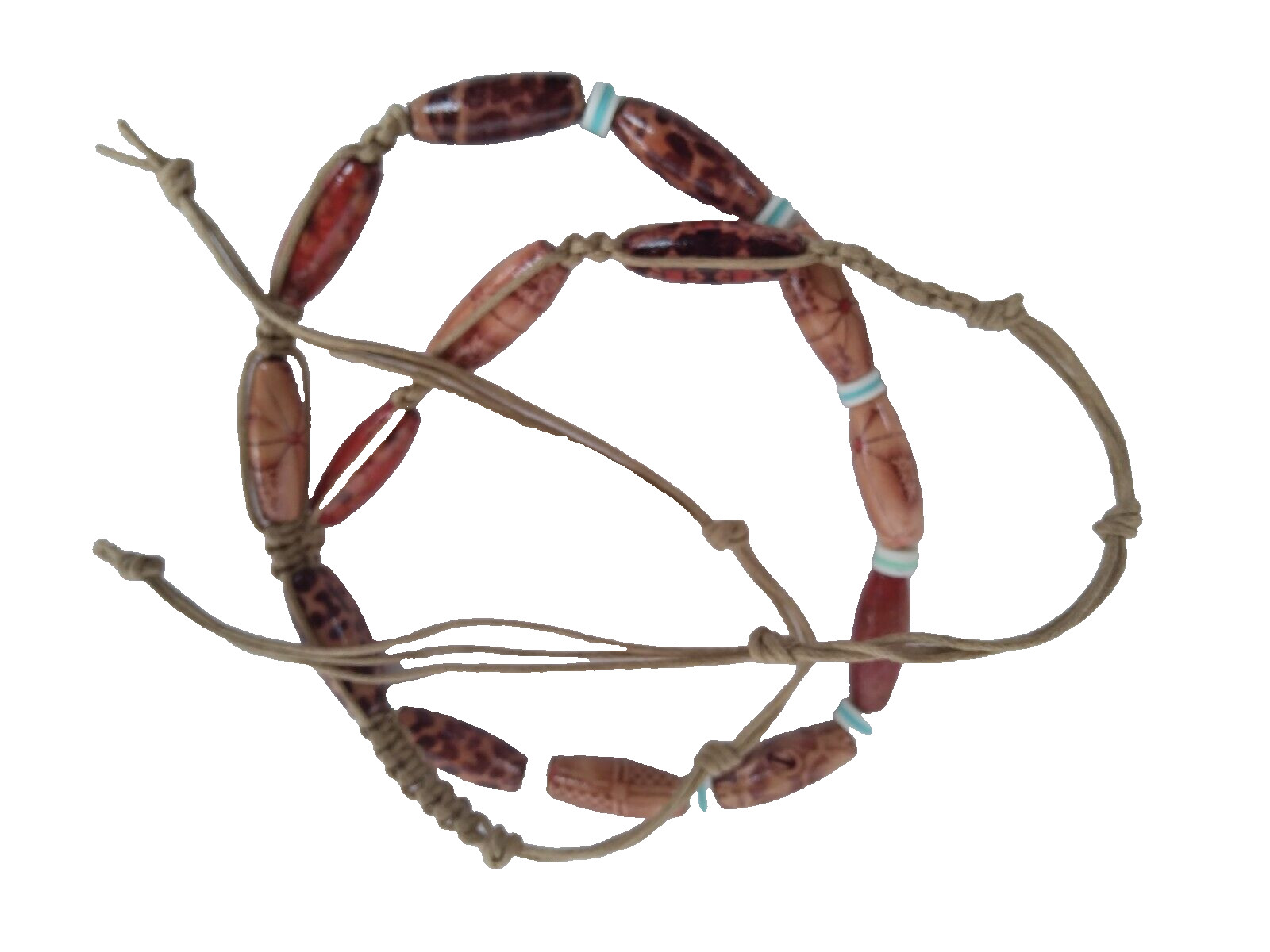 HEMP SURFER BOHO Ethnic Tribal NECKLACE 30″ Unisex Beach Macrame US Seller New