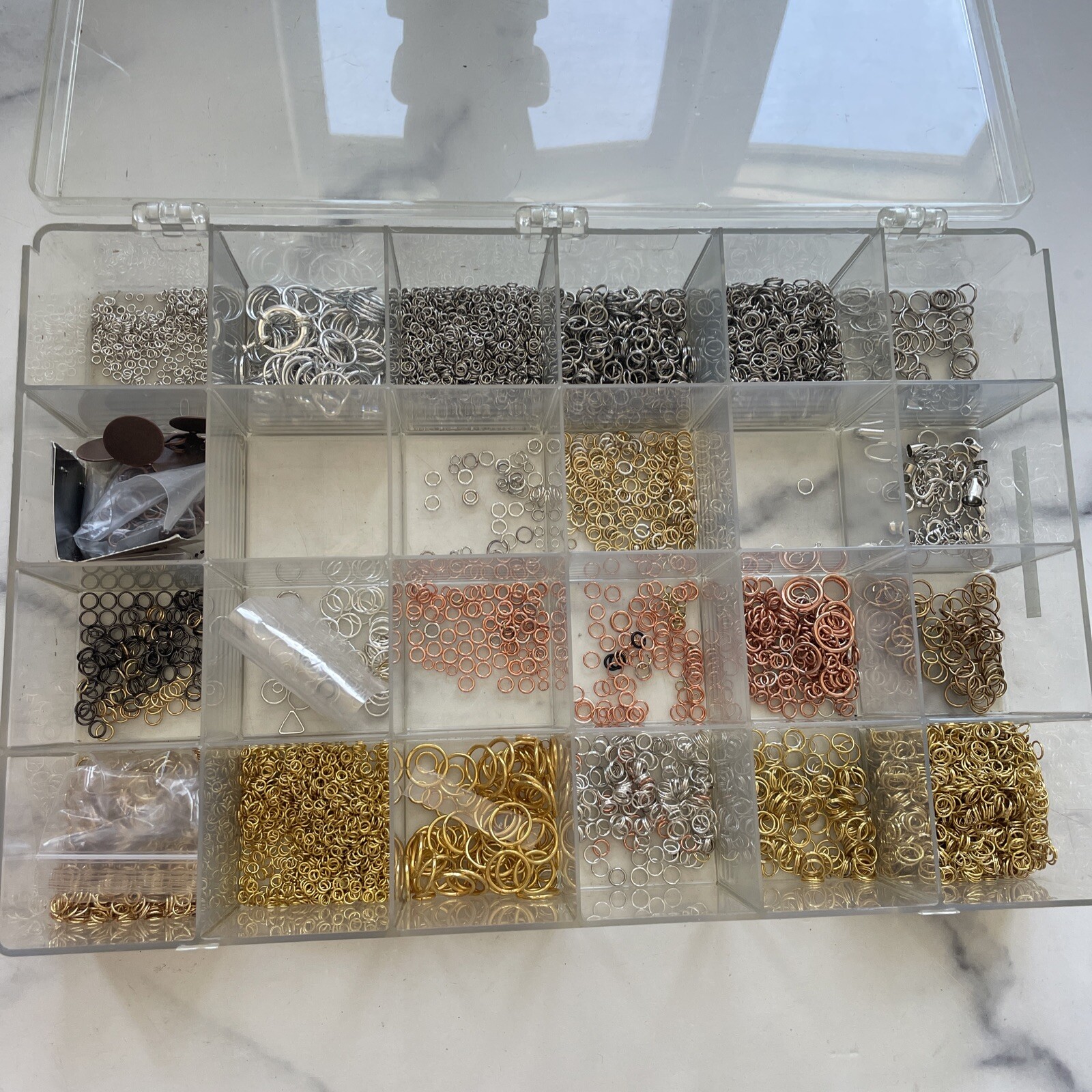 HUGE lot of jewelry findings gold plated, silver toned BULK auction Jump Rings