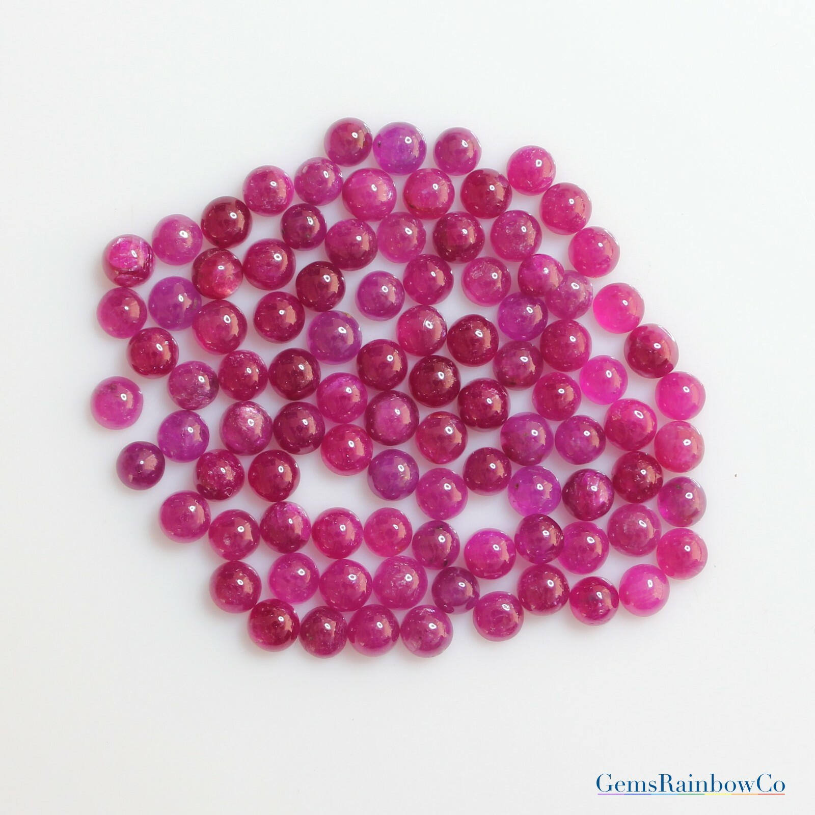 Red Round Ruby Cabochons, Natural loose gemstone in sizes 3mm to 4mm AAA Quality