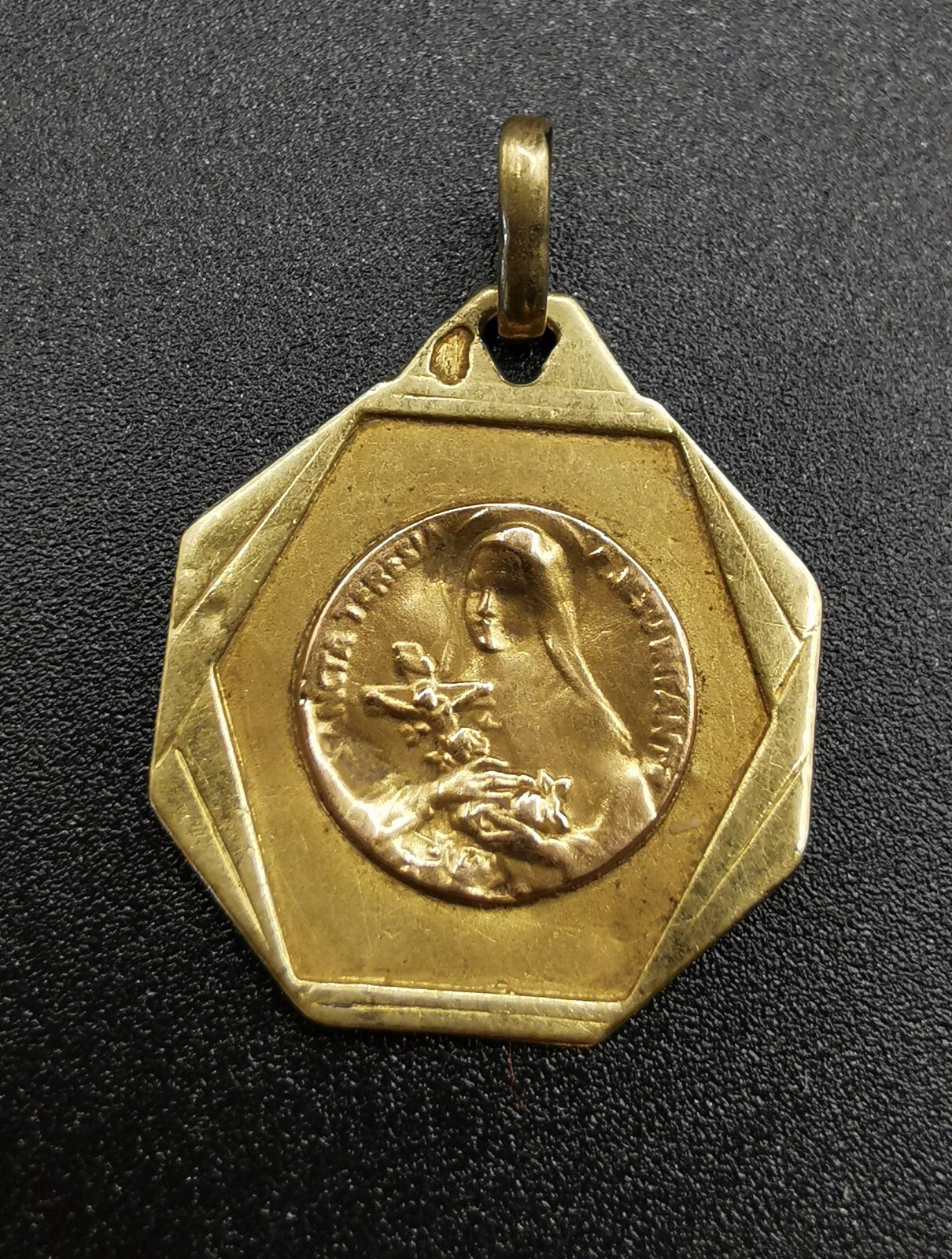 Saint Therese Pendant in 18k Yellow and White Gold, France
