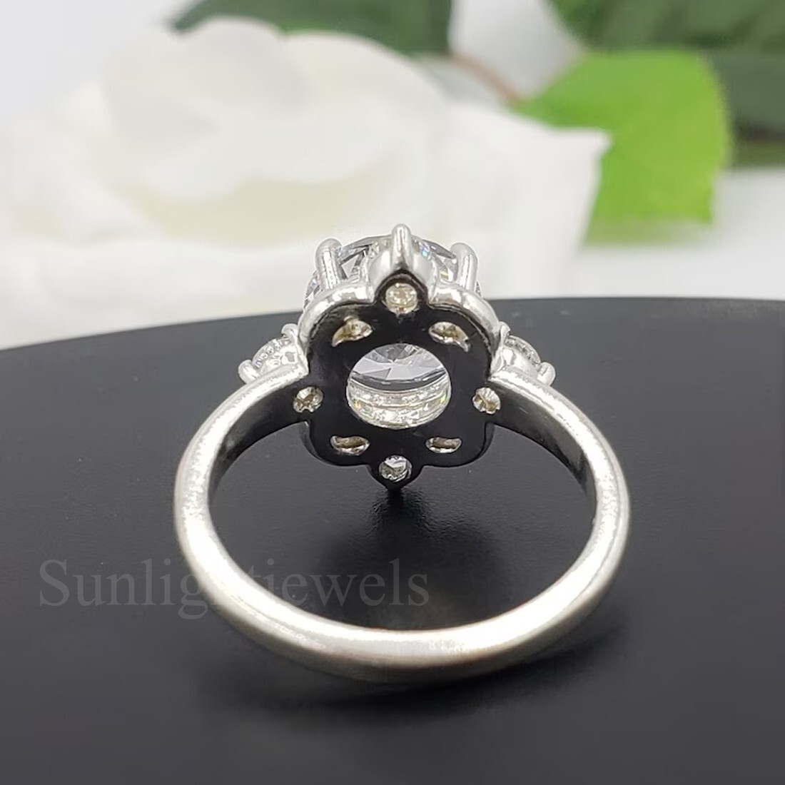 Designer 3.25 Ct Off White Round Cut Certified Diamond Solitaire 925 Silver Ring