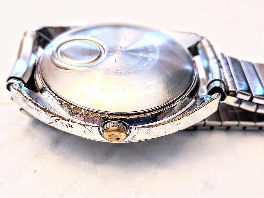 Vintage Timex Electric Dynabeat Mens Watch All Silver Tone With Day-Date SS Band