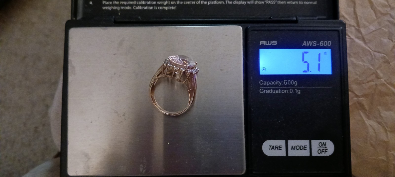 Morganite ring with diamond accents sz 6