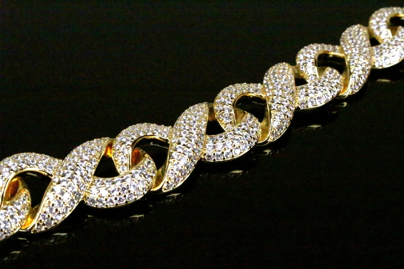 14k Stamped 14mm INFINITY 62.8ctw Lab Sim VVS1 Diamonds Chain Necklace 160g+