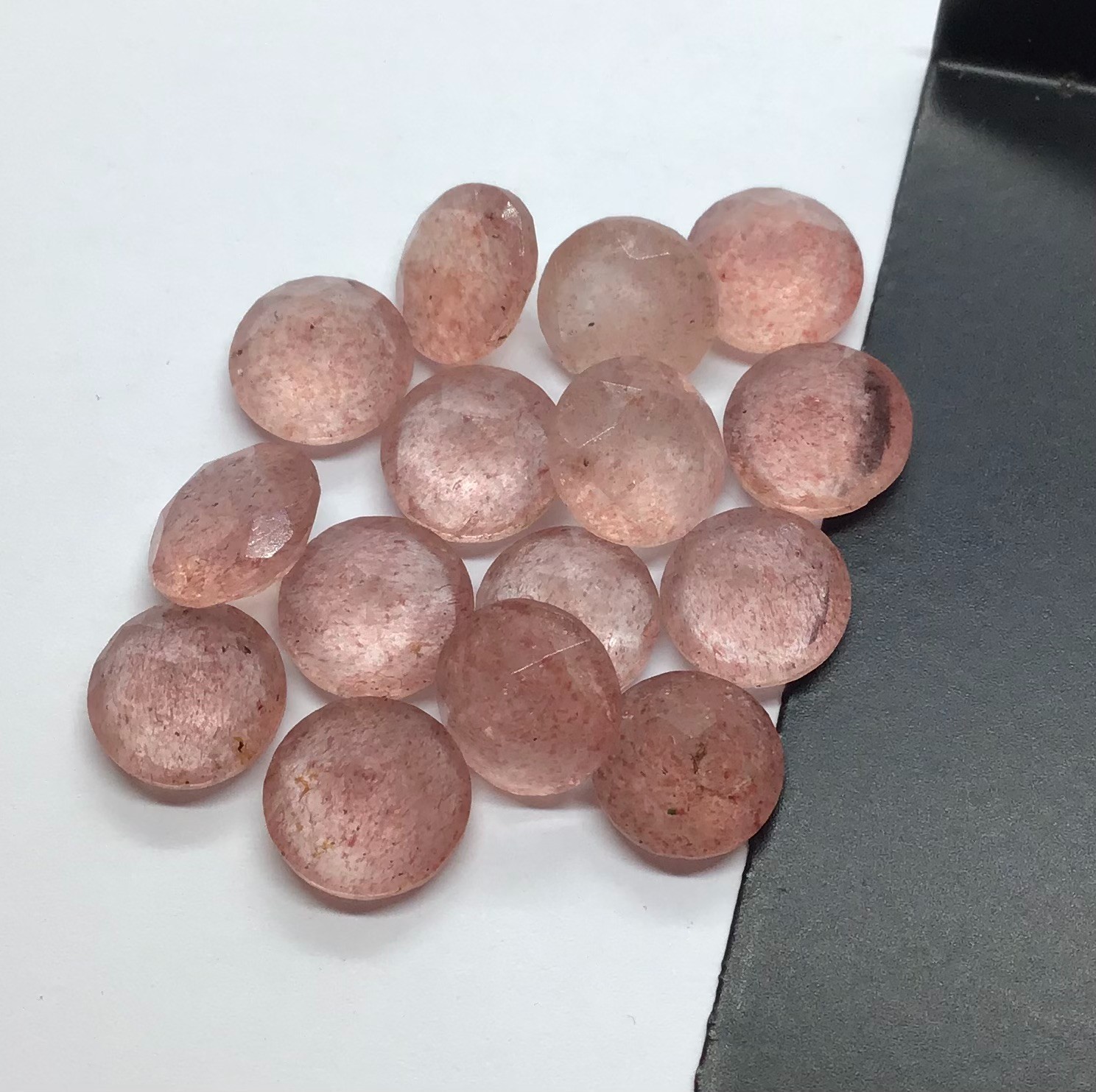 Pink Strawberry Round Cut Natural Quartz Loose Gemstone For Making Jewelry