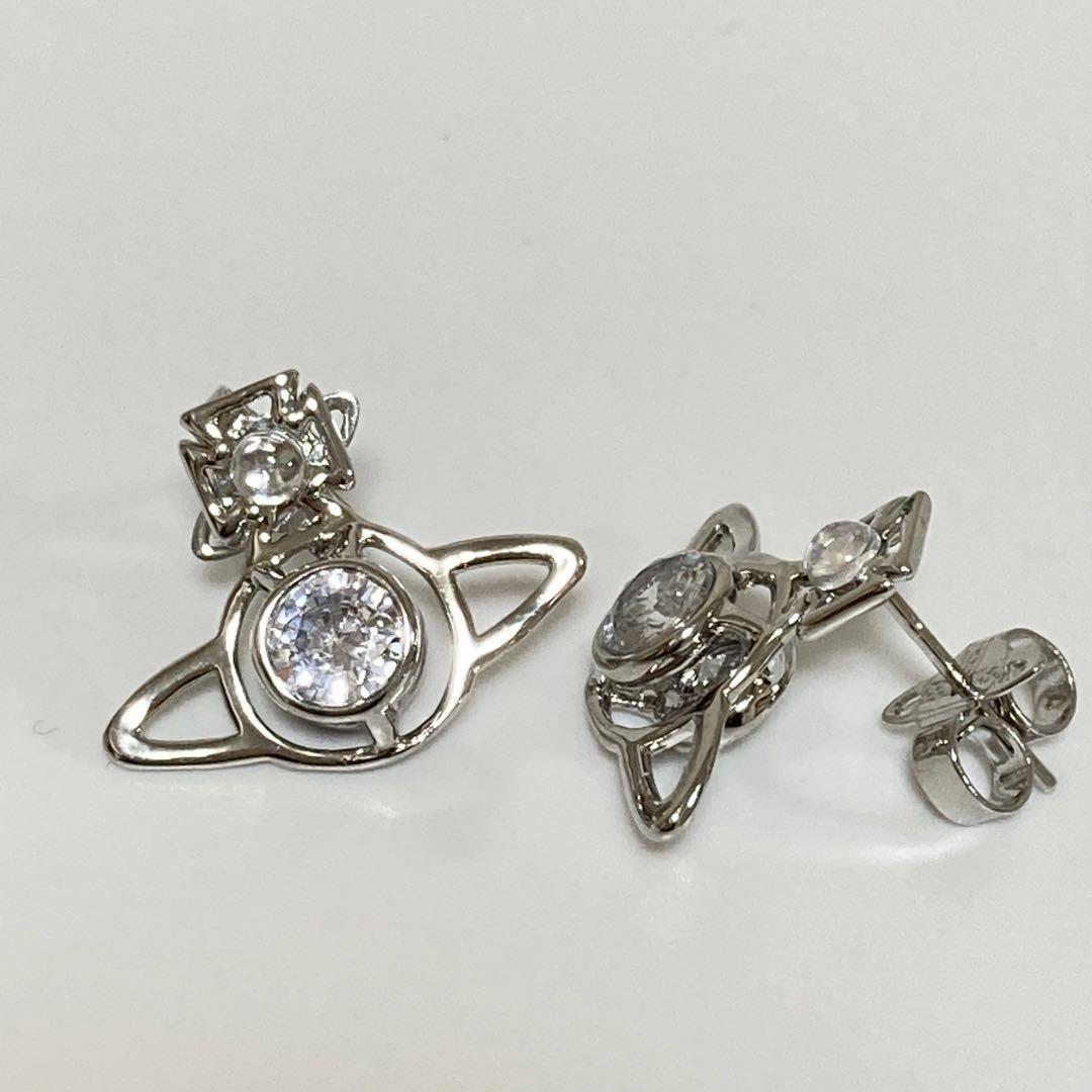 Vivienne Westwood Earrings Petite Rhinestone Silver w/drawstring