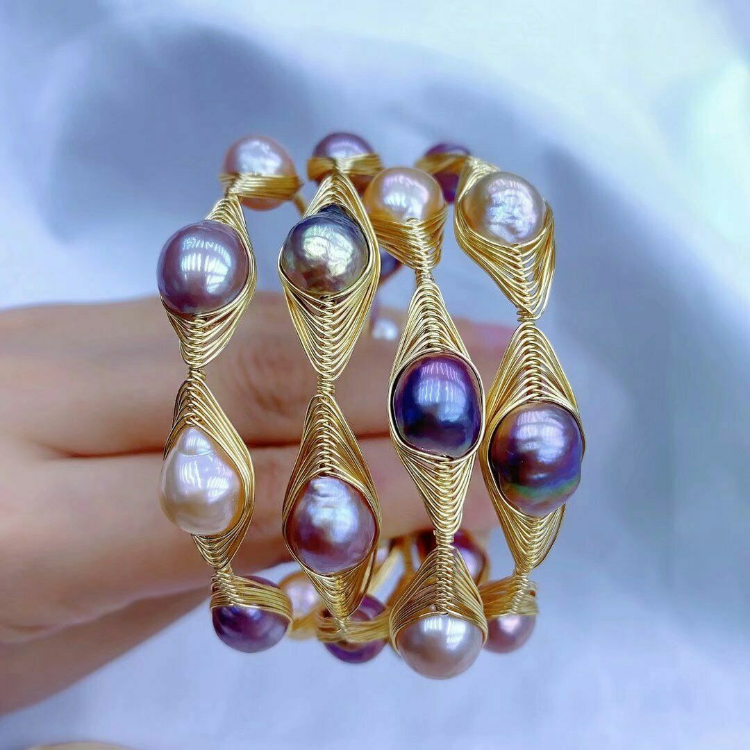1pcs Exquisite handmade AAA+ baroque mixed color pearl bracelet