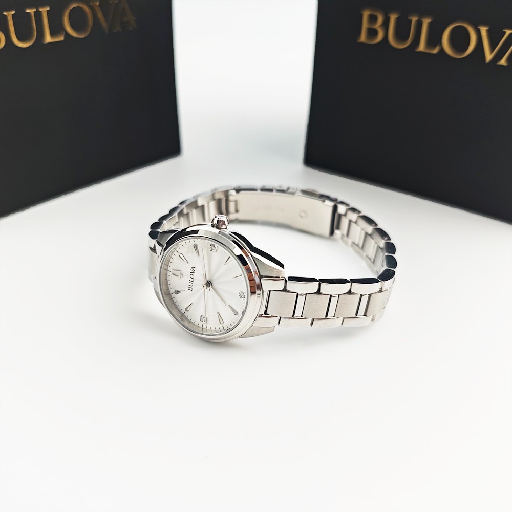 Bulova Sutton 96P219 Women’s Quartz Diamond White Dial 28mm Watch New With Box