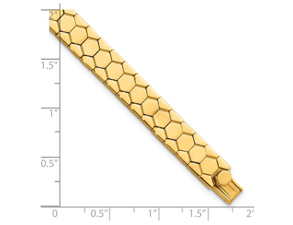 14K Yellow Gold Hexagon Link Bracelet (7 Inches)