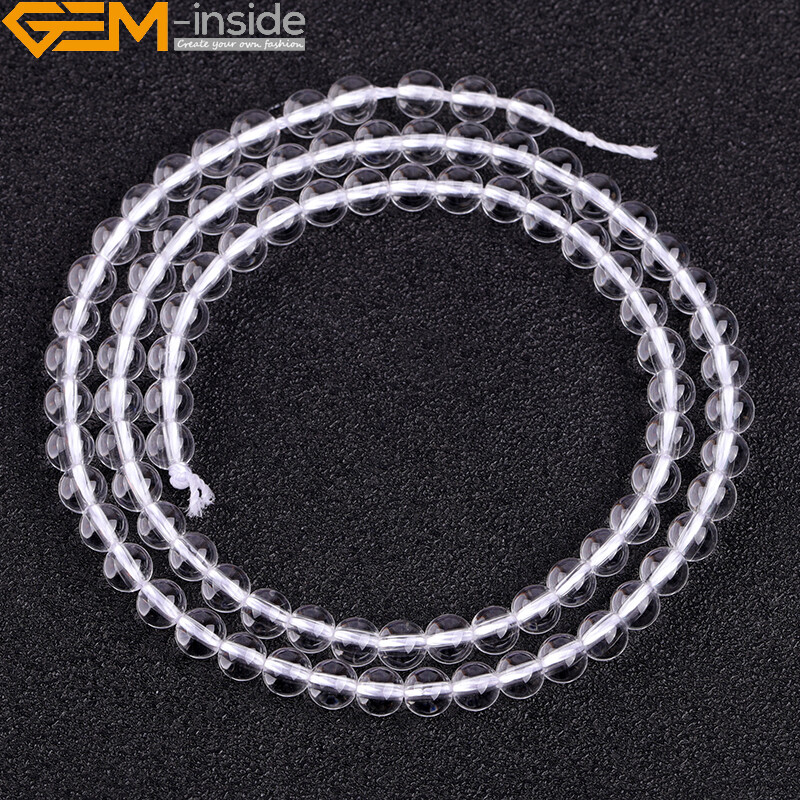 AAA Natural Round White Clear Rock Quartz Crystal Stone Beads Jewelry Making 15″