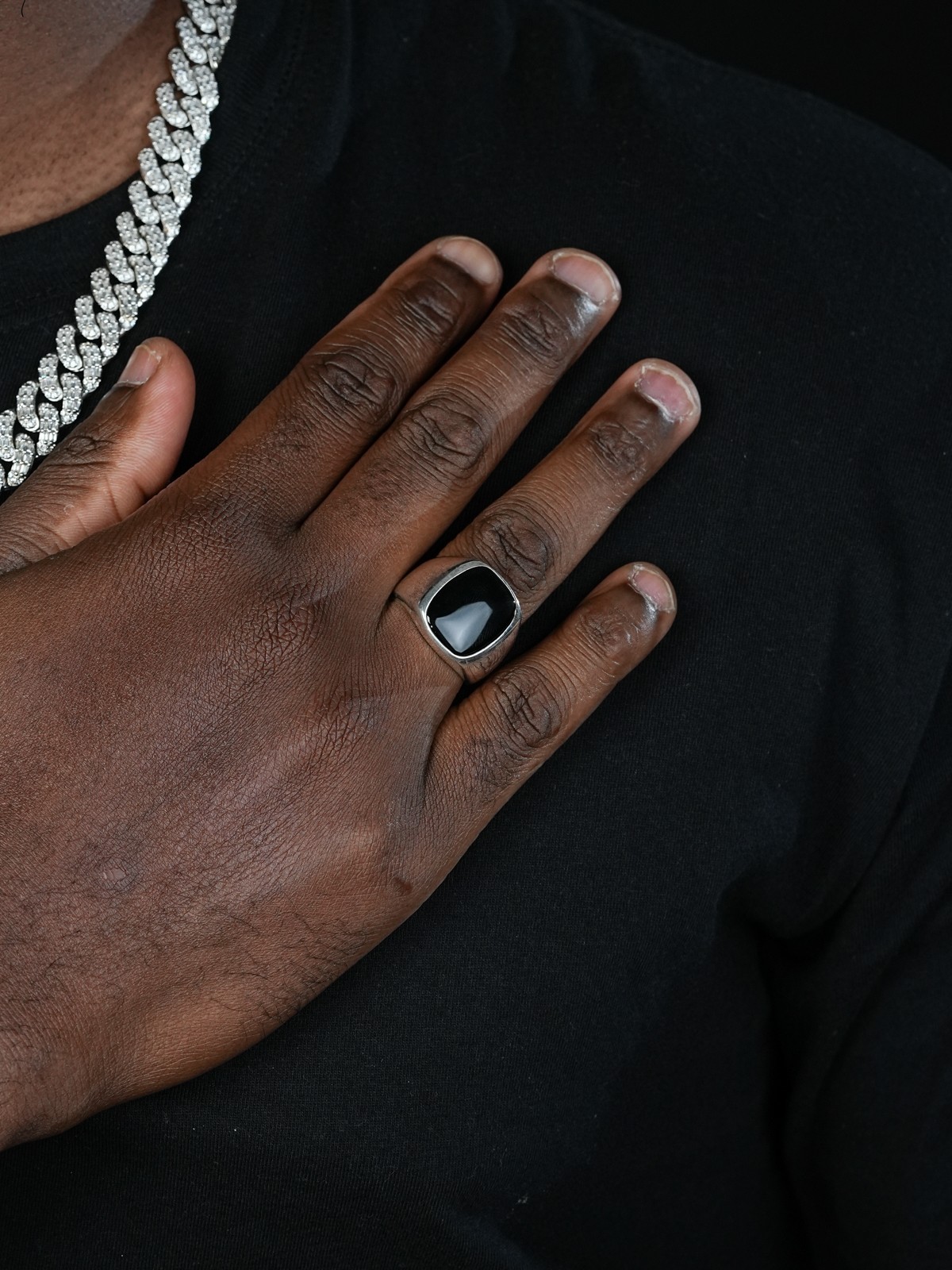 Handmade Men’s Black Onyx Ring in Real 925 Sterling Silver Natural Gem Stone
