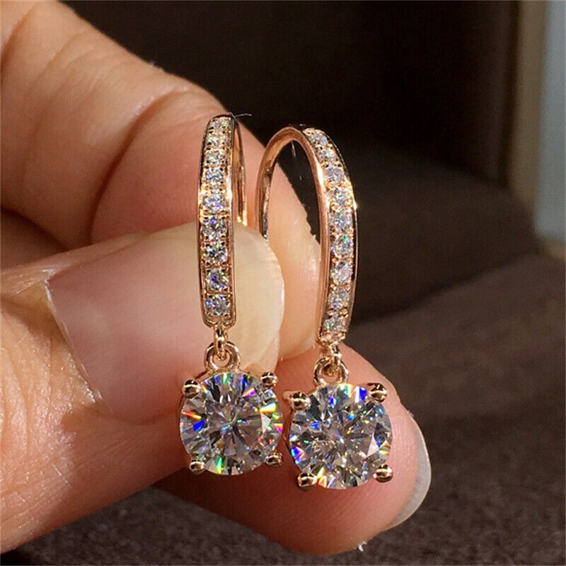 Fashion CREATED 14k Rose Gold Plated Drop Earrings Women Wedding Jewelry