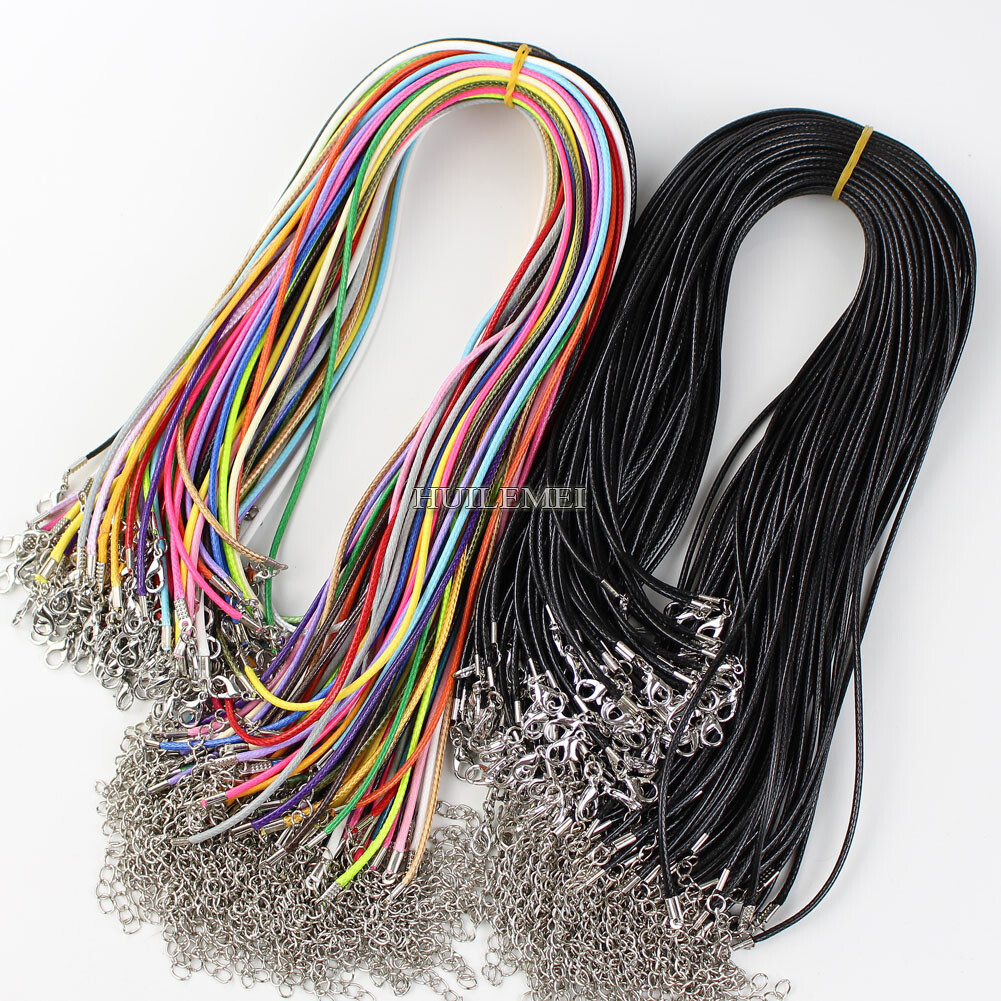 Wholesale 100pcs Waxed Cotton Necklace Cord 1.5mm / 2mm 18″ For Pendant Necklace