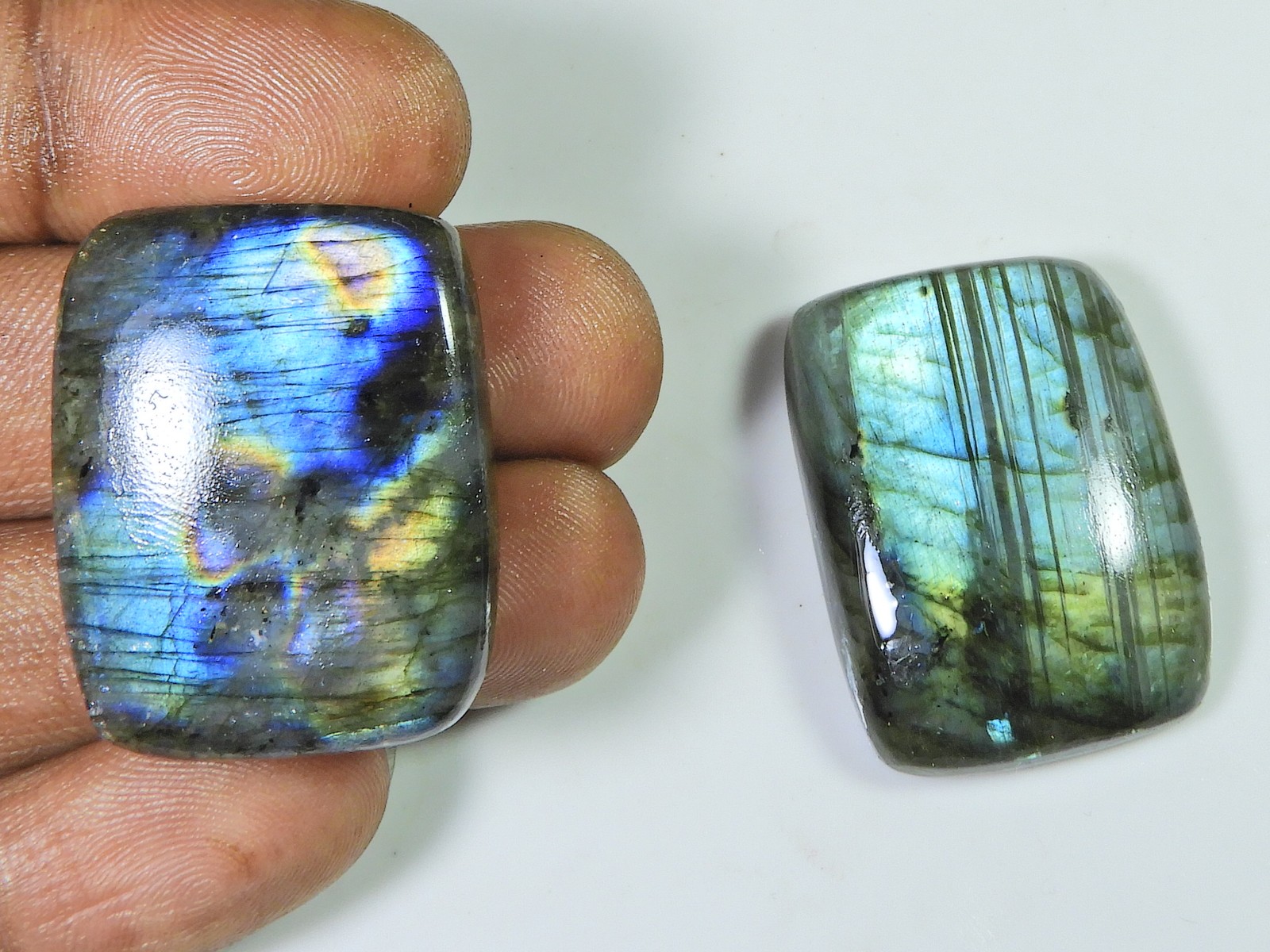 Blue Labradorite Octagon 2Pcs Cabochon Loose Natural Gemstone 32-34MM