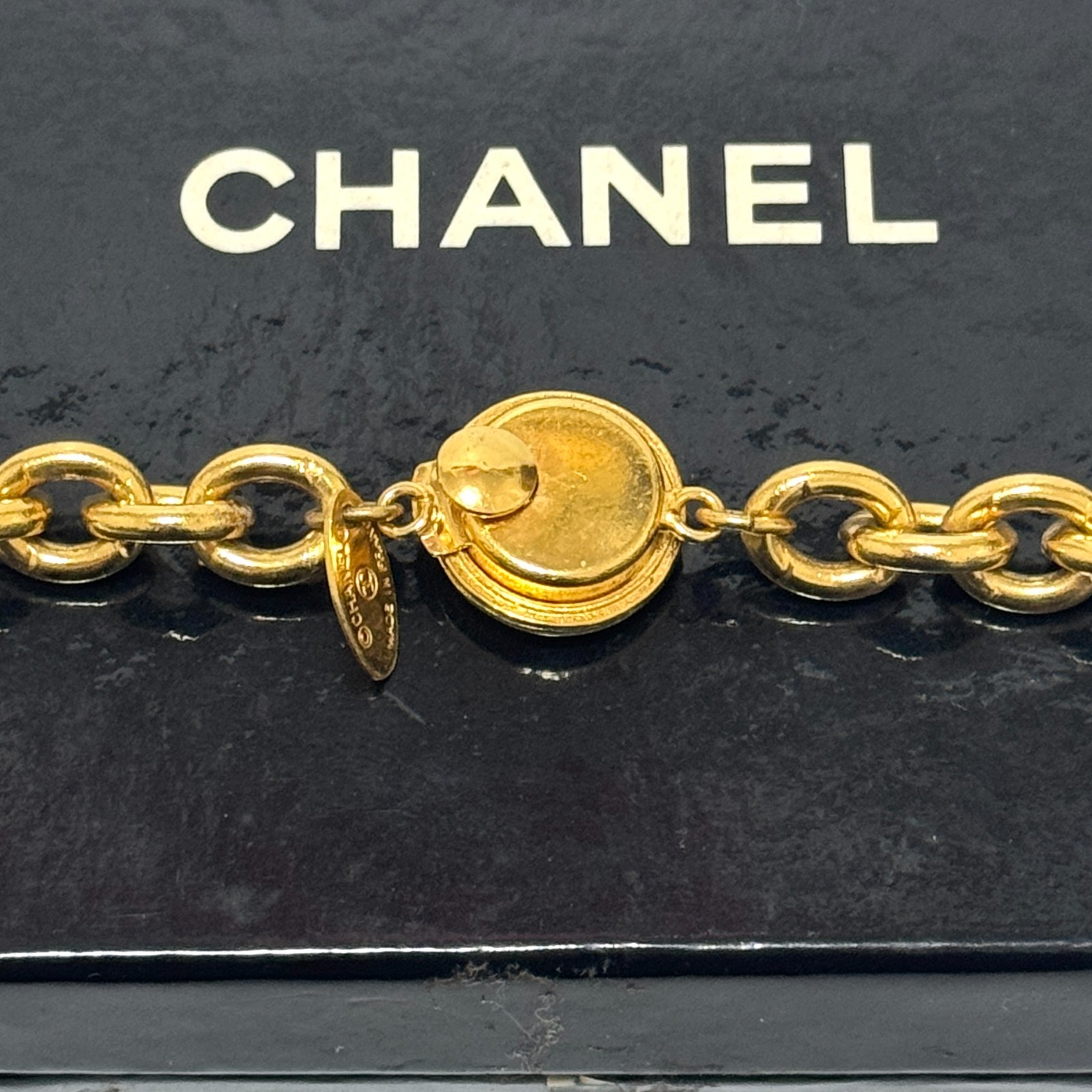 CHANEL COCO Mark CC Logo Ball Long Necklace Gold Accessory Vintage JAPAN