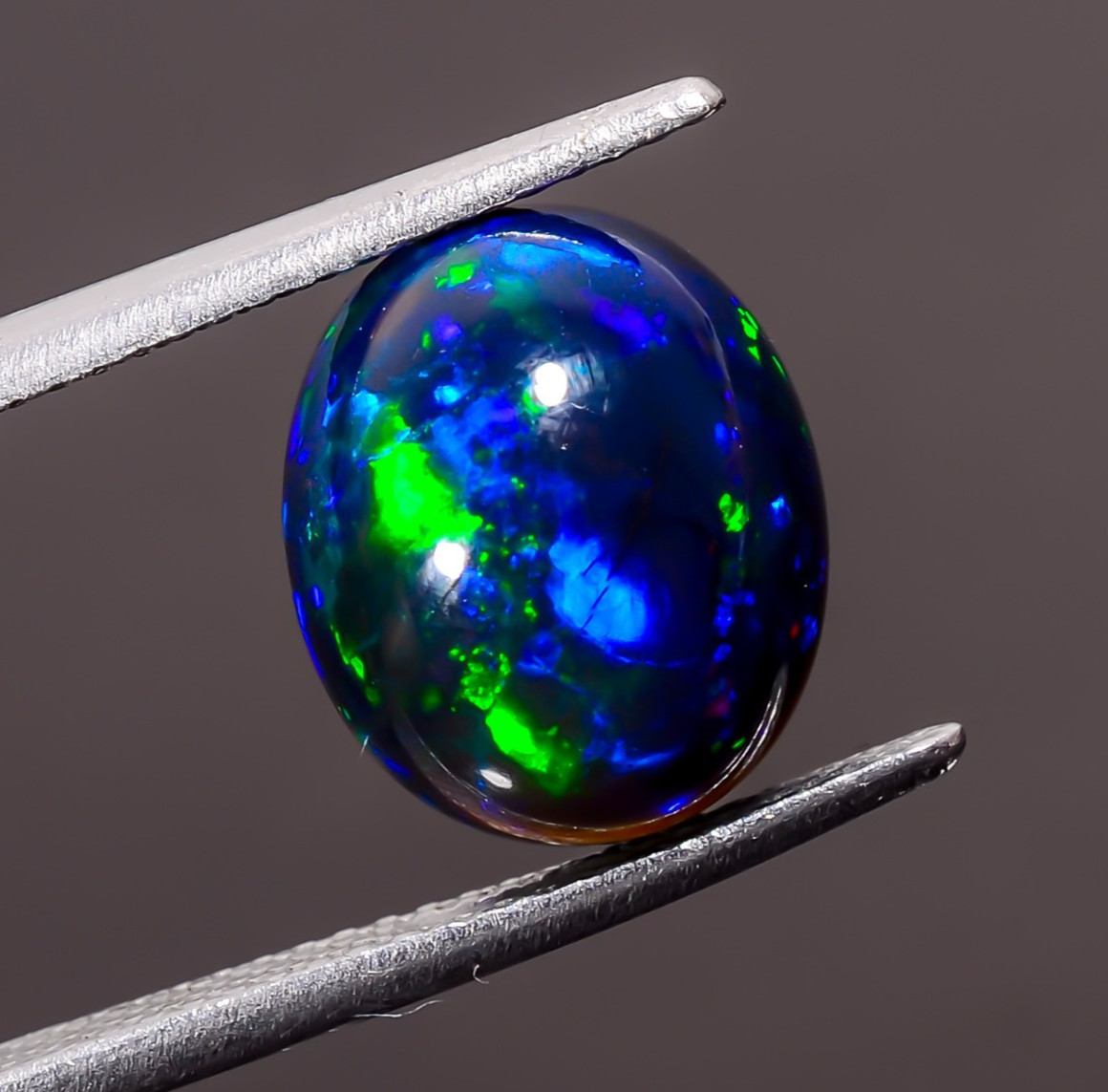 3.9 Ct Natural Black Ethiopian Opal Oval Shape Cabochon Loose Gemstone 11X9X6 mm