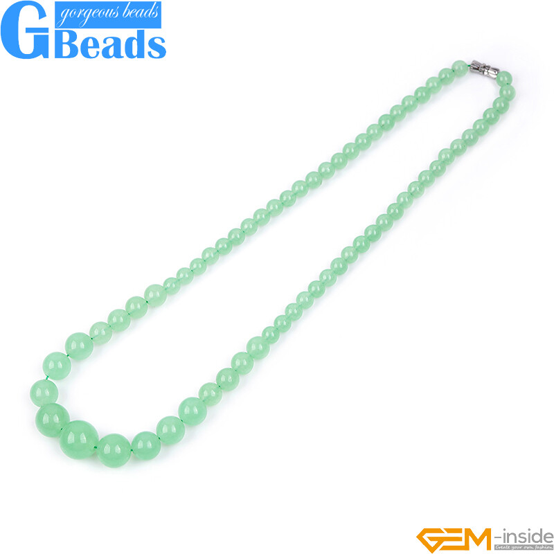 Assorted Natural Gemstone Beaded Necklace Jewelry 6–14mm Graduated Beads Strand