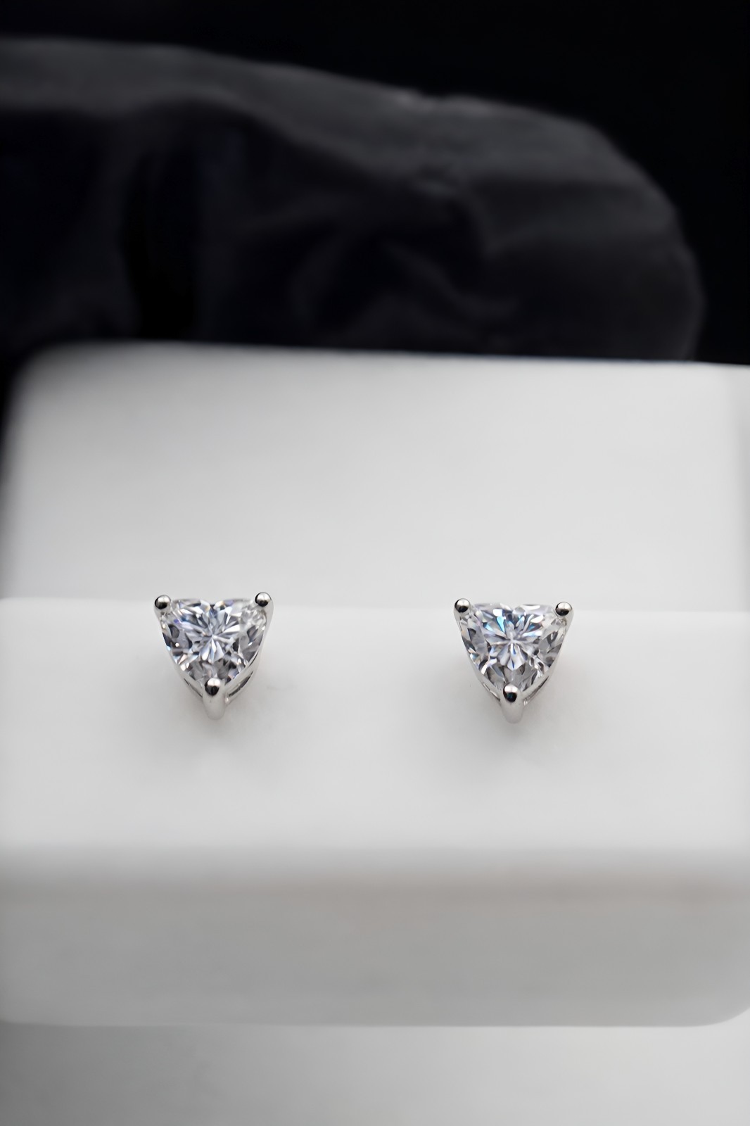 0.60 CTW Heart Cut Moissanite Stud Earrings 925 Silver Push Back