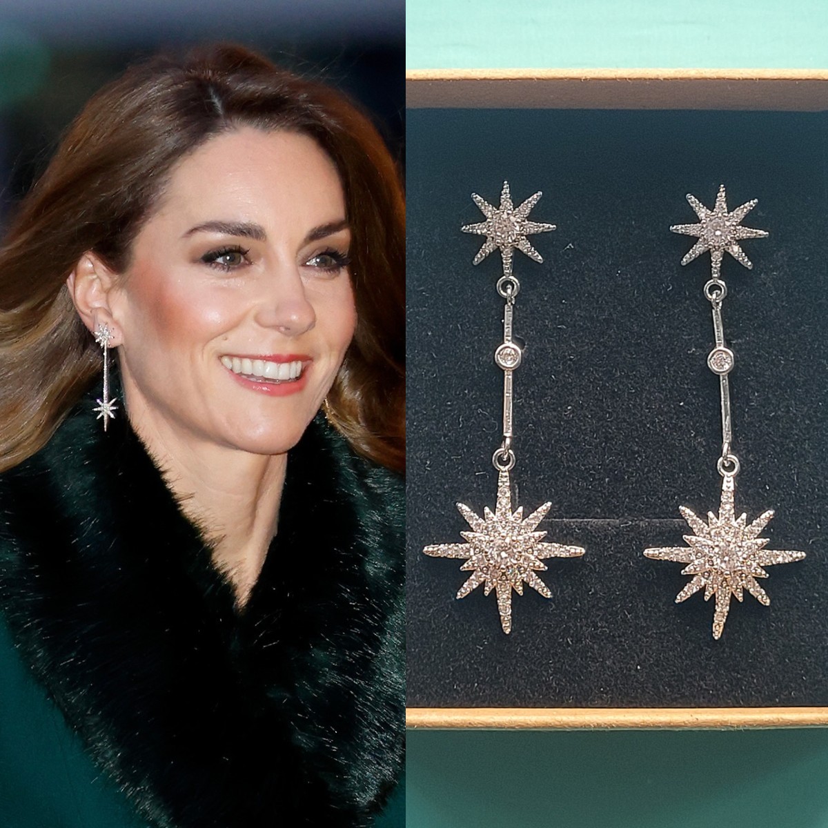 Catherine Princess of Wales Royal Replica Tsar starburst Drop earrings