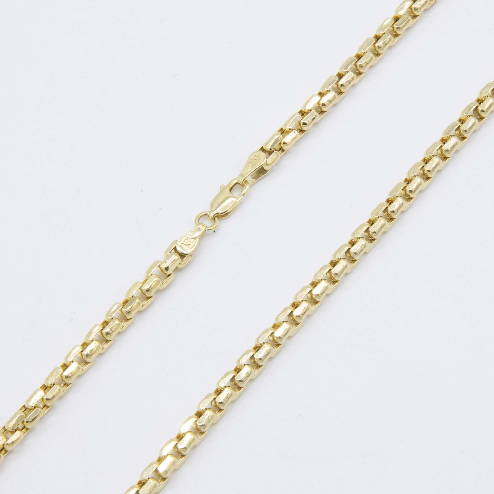 3.5mm Round Box Link Chain Necklace Real 10K Yellow Gold All Sizes