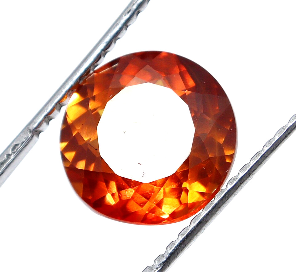 7.10 Ct Natural Orange Sapphire Round Cut Loose Certified Gemstone With Gift