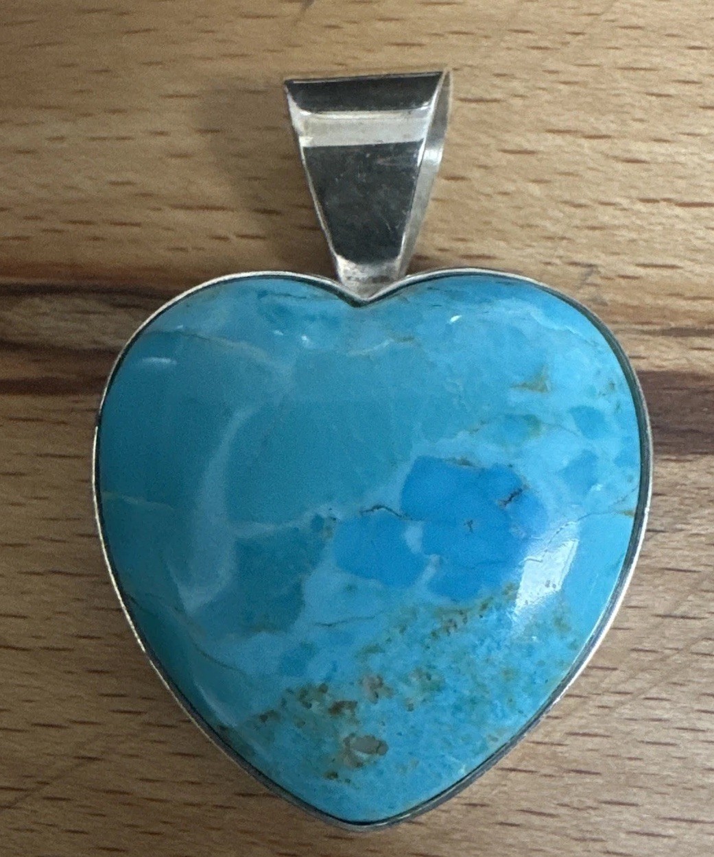 Jay King DTR Sterling Silver / 925 Turquoise Large Heart Pendant 2 1/8 in. Long