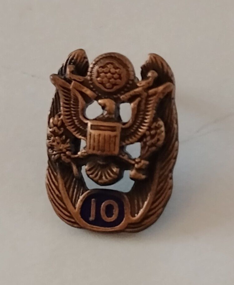 US Civil Service Army 10 Years Tie Tack & Chain