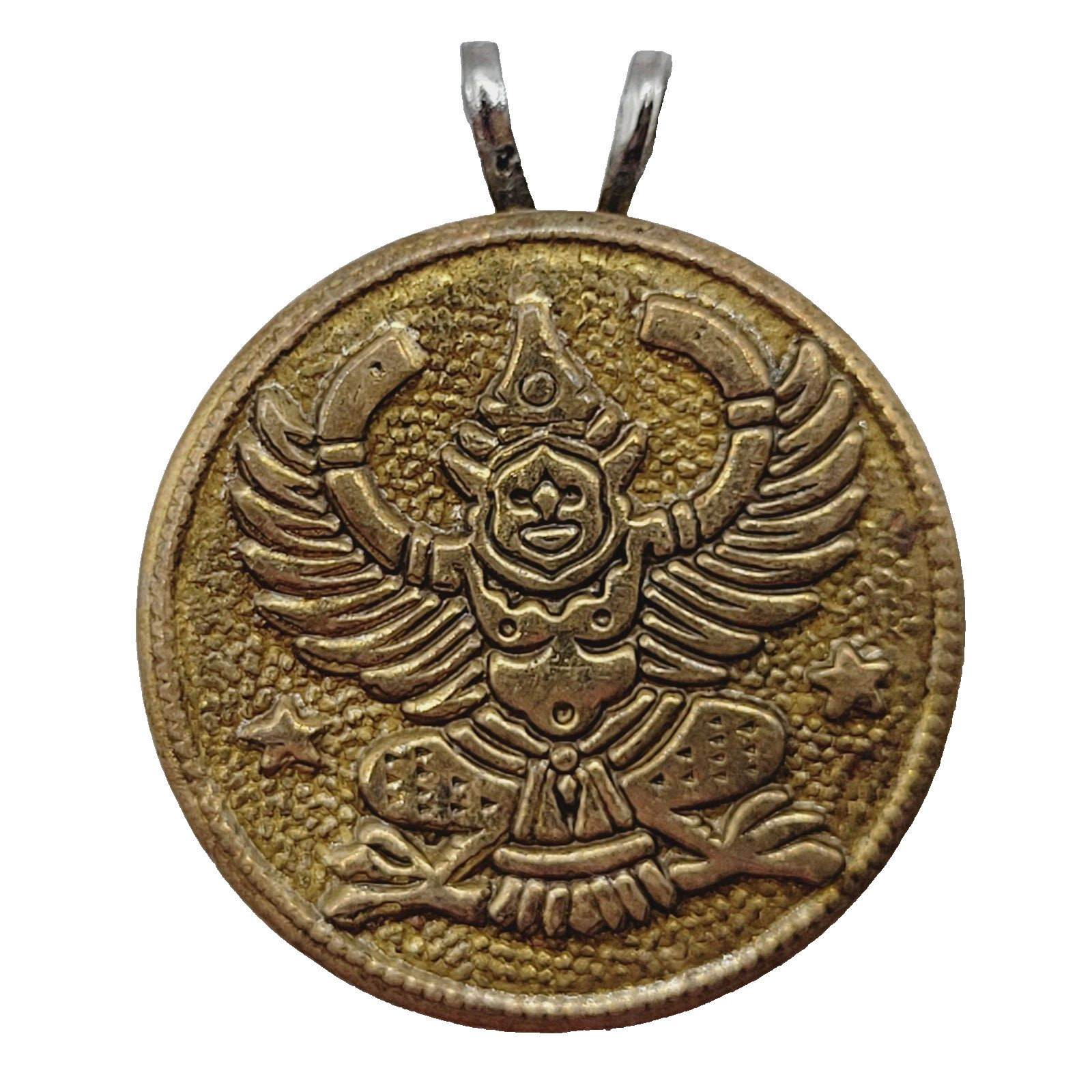 Tibetan Copper Garuda Amulet Pendant Buddhist Phaya Krut Talisman Button Pendant