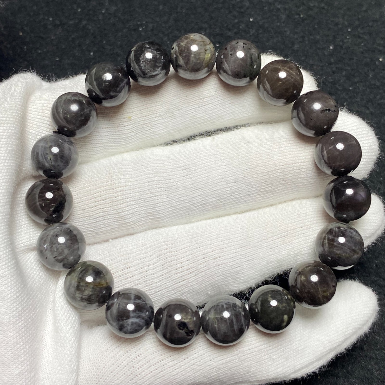 10.6mm Genuine Natural Golden Luck Stone Gemstone Round Beads Bracelet 1549