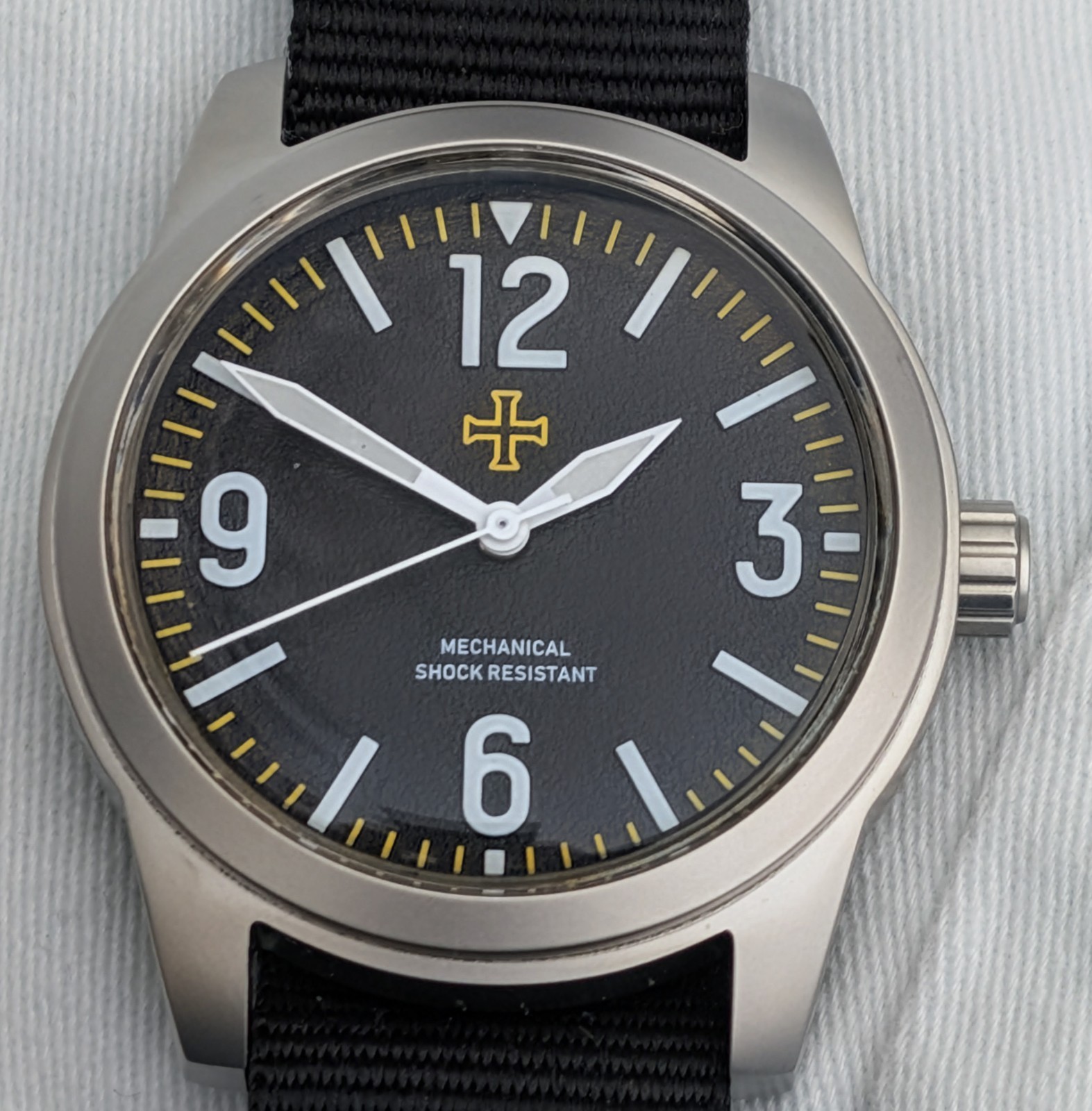 Toujours Pret Mechanical Military Field watch Blasted Stainless steel black 39mm