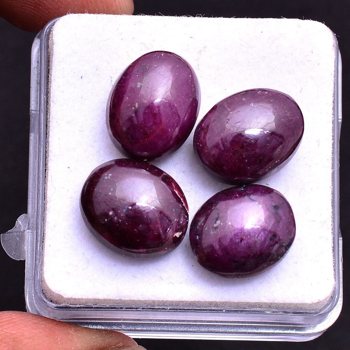 4 Pcs Natural Ruby Untreated Oval Cabochon 12.00mm-12.99mm Loose Gemstones Lot