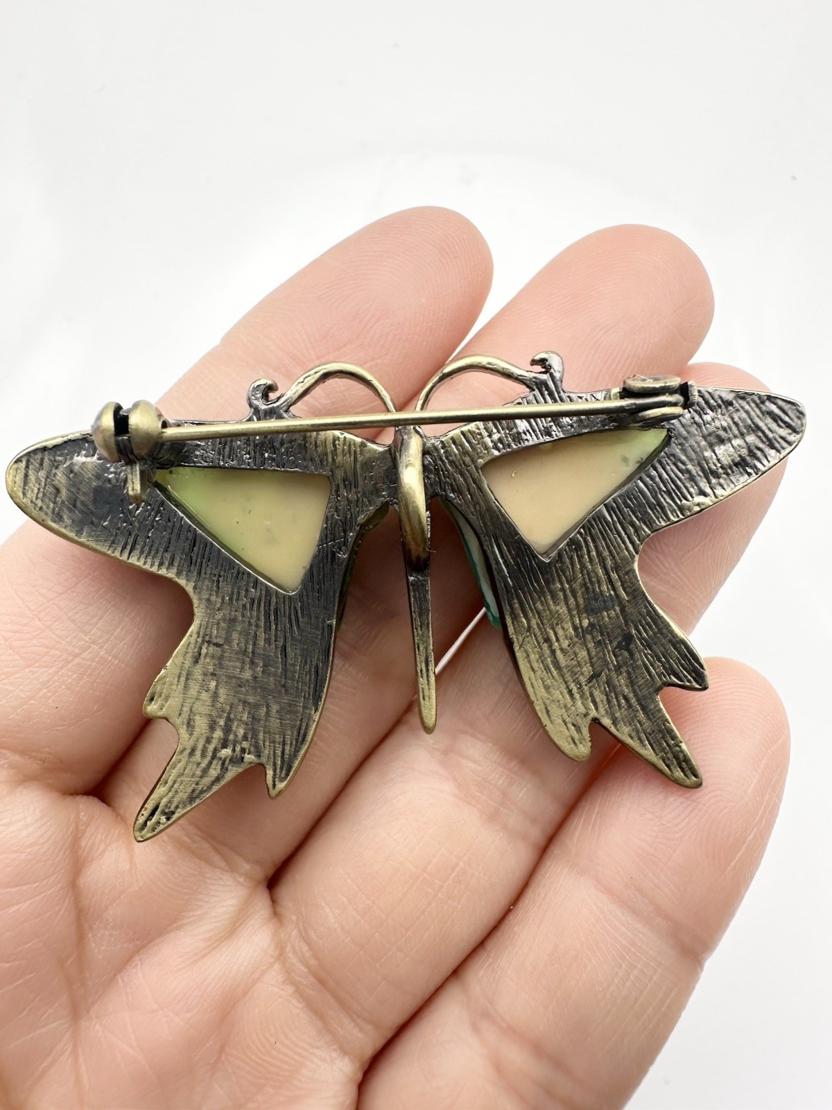 Enamel Resin Rhinestone Butterfly Brooch Pin