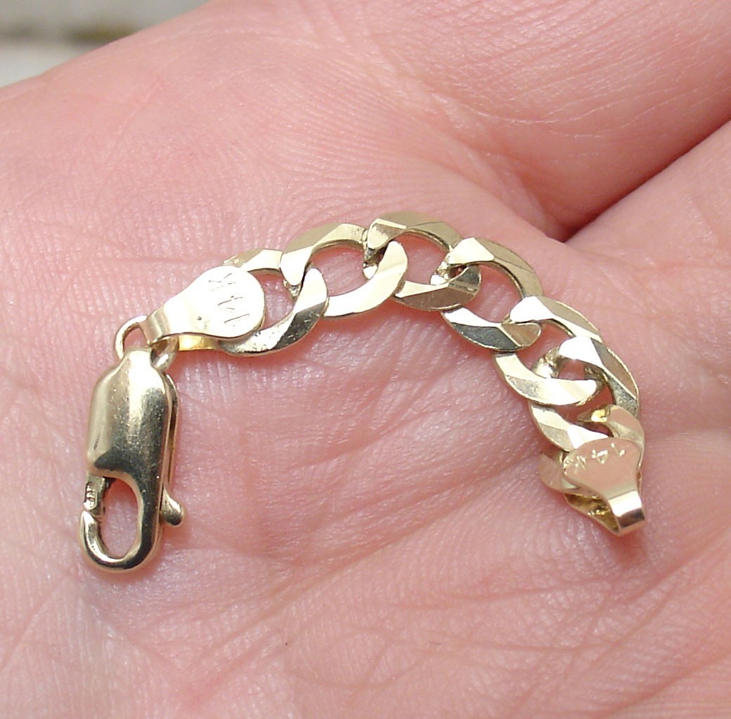 5.7mm Curb Link Necklace Extender for Pendant Charm REAL Solid 14K Yellow Gold