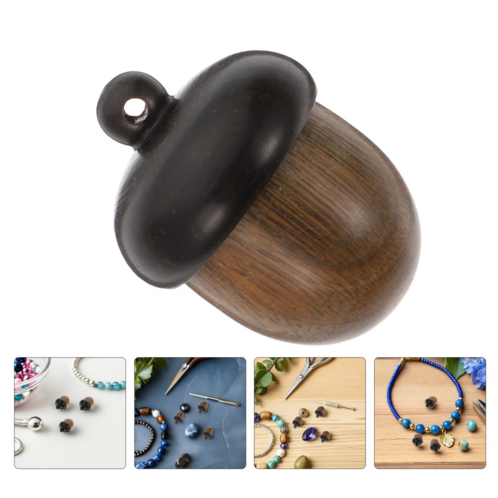 4 Pcs Wooden Nut Hanging Ornament Acorn Necklace Pendant Charm Charms Antique