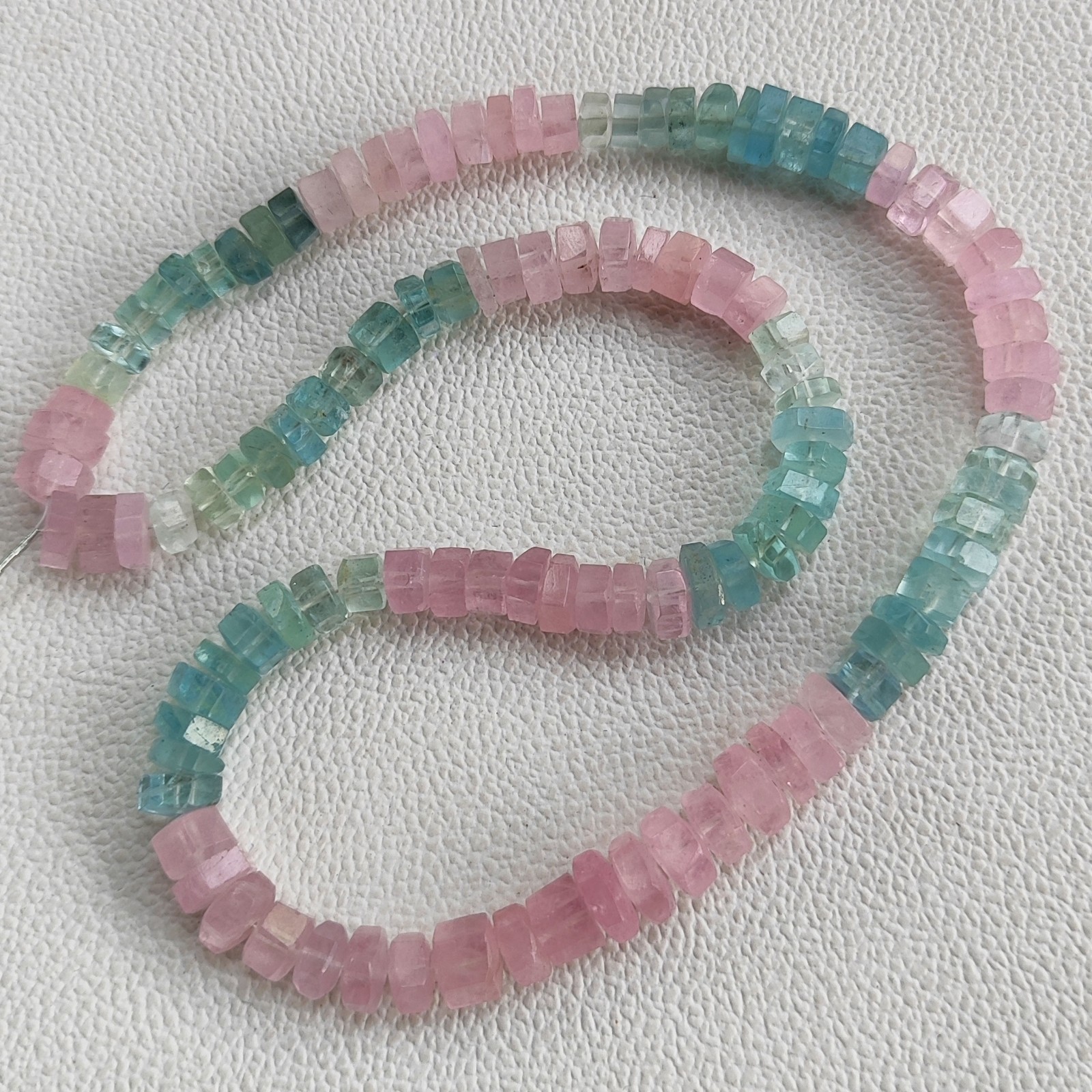 Multi Beryl Morganite Aquamarine Faceted Bolt Beads 8-9mm 17″ Strand Brazil Gems