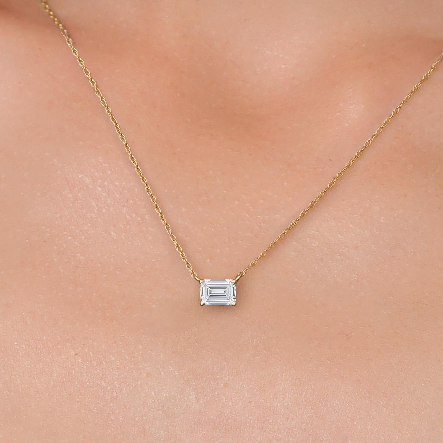 0.70 Ct IGI Certified Lab Grown Diamond in 14K Yellow Gold Necklace for Women
