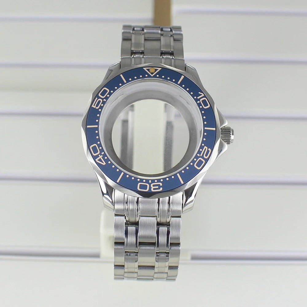41mm Silver Watch Case 316L for Seamaster 300 NH35 NH36 NH38 NH34 Sapphire Glass