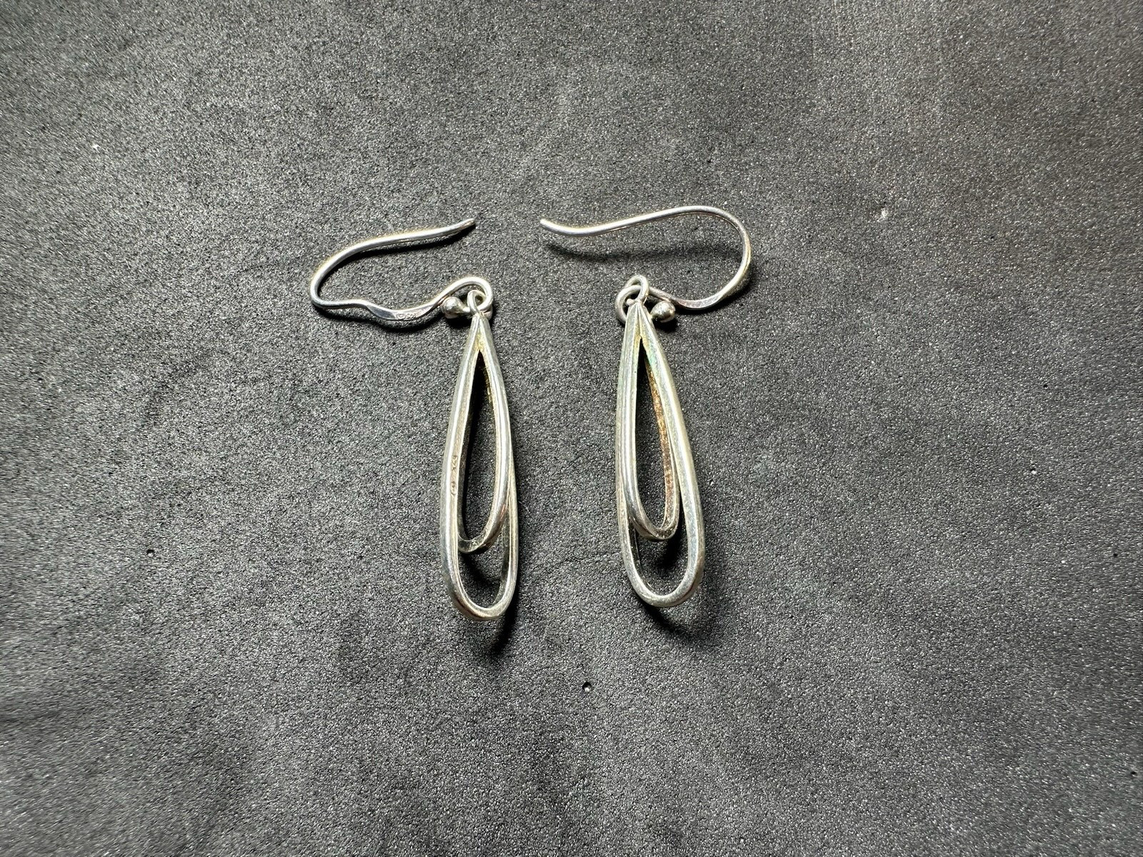 2.29g Vintage Sterling Silver 925 Double Teardrop Dangle Hook Earrings